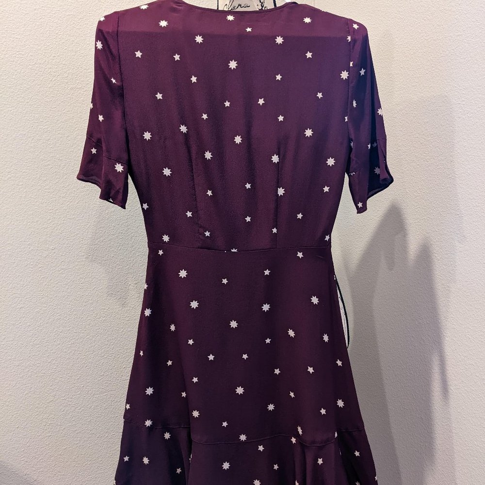 Madewell purple star 100% silk flowy dress - Picture 3 of 7
